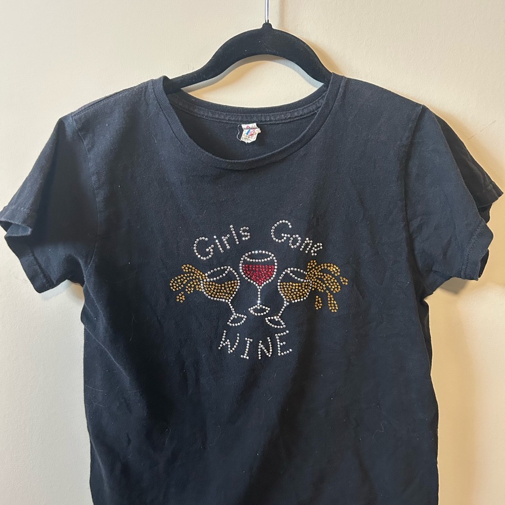 Gildan Black Tee with Wine and Gold Design